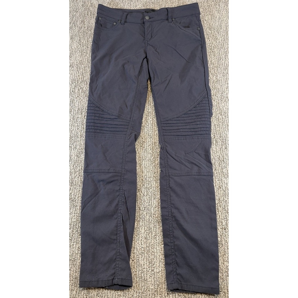 Prana Womens 6 Navy Blue Skinny High Rise Lightweight Canvas Pants Ribbed
